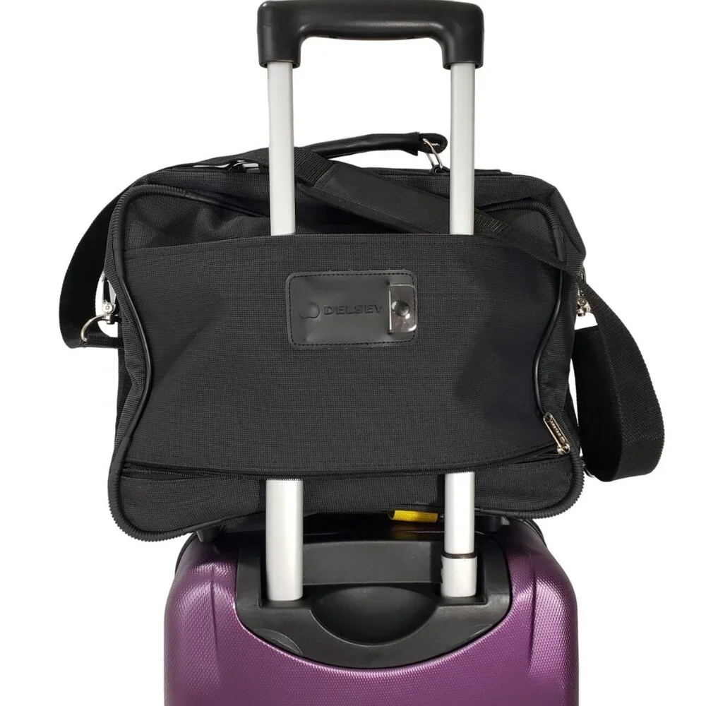 Delsey Black Unisex Laptop Briefcase Carry-On Durable Nylon Bag, Like New